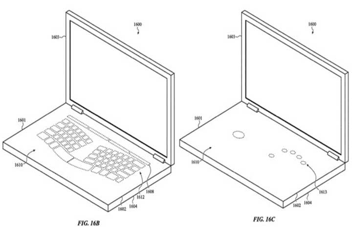 MacBook with virtual keyboard and an invisible trackpad patent filed by Apple