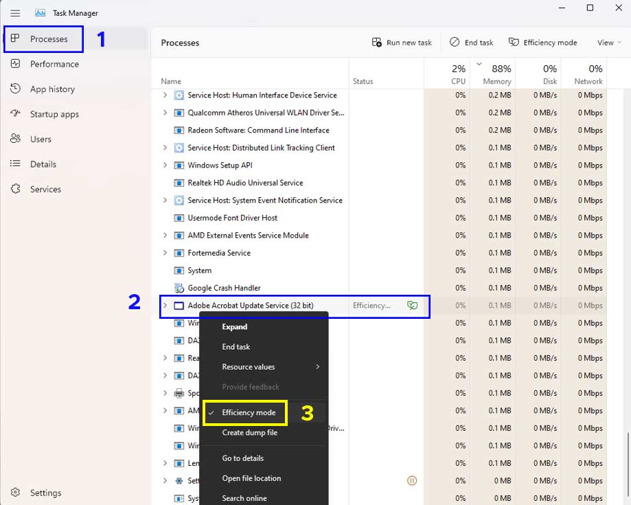 How to Enable or Disable Efficiency Mode in Windows 11