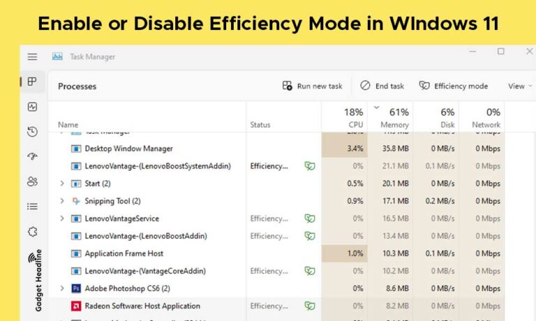 How to Enable or Disable Efficiency Mode in Windows 11