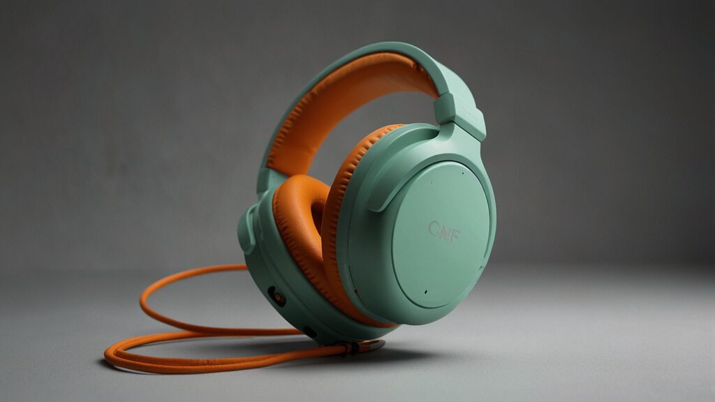 Nothing’s CMF Headphone Pro Teased: Vibrant Colors and Swappable Ear Cups Set for September 29 Launch A vibrant promotional image showcasing the CMF Headphone Pro by Nothing, featuring sleek over-ear headphones in light green and orange hues with swappable ear cups, set against a minimalist white background.