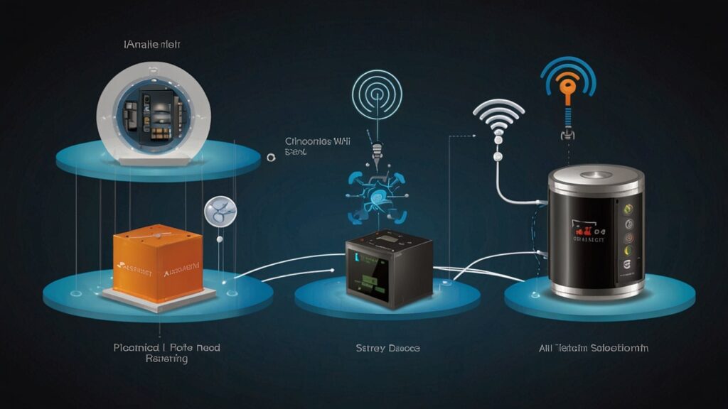 Tech Consortium Achieves Breakthrough in Wireless Power, Enabling a Future of Battery-Free Devices Diagram illustrating the AetherNet ambient energy harvesting system, showing routers capturing Wi-Fi, cellular, and thermal signals to wirelessly power a smartwatch, medical sensor, and industrial device without batteries.